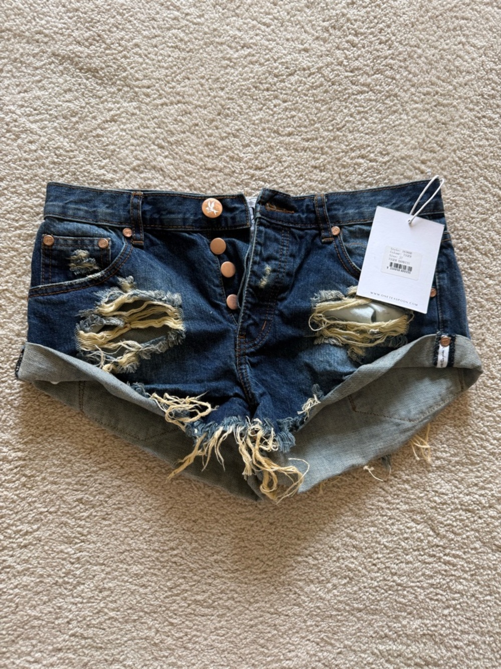 New! One Teaspoon Denim Shorts -Tiger Bandits Size 27